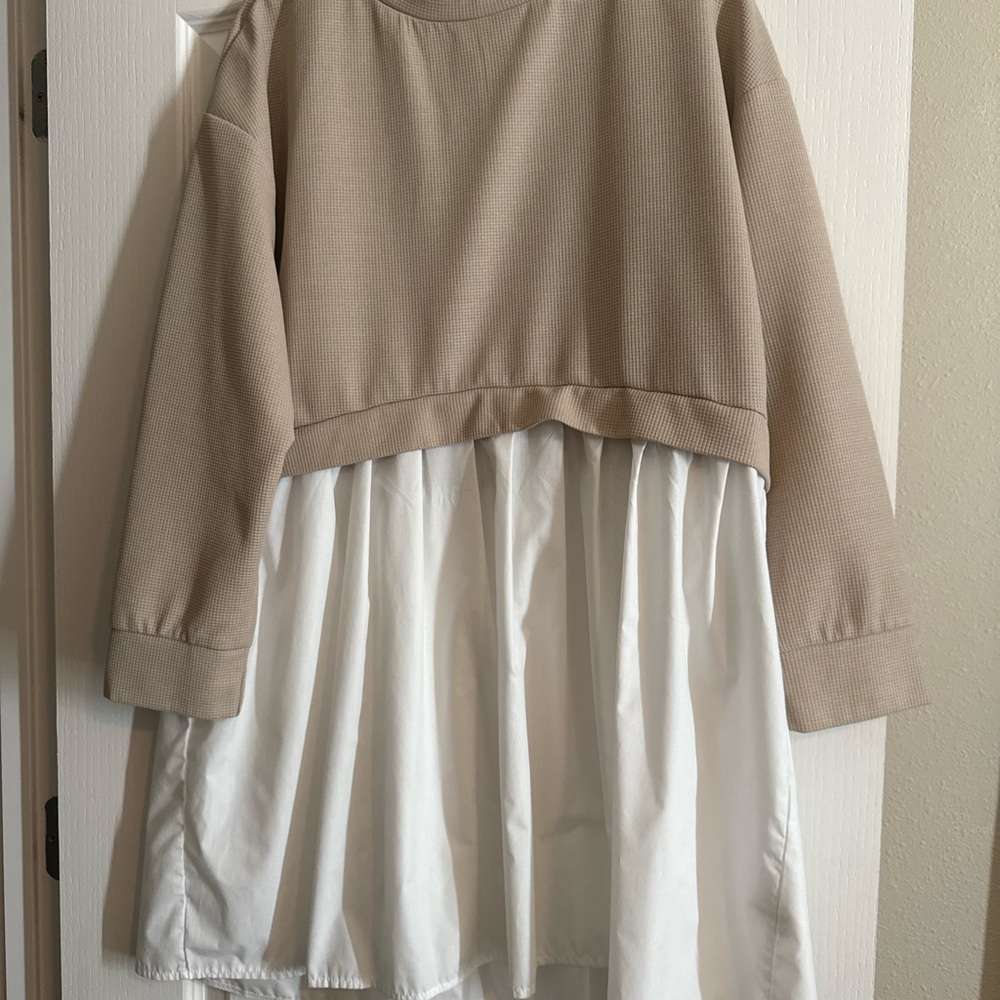 SHEIN Ribbed Knit Top in Beige